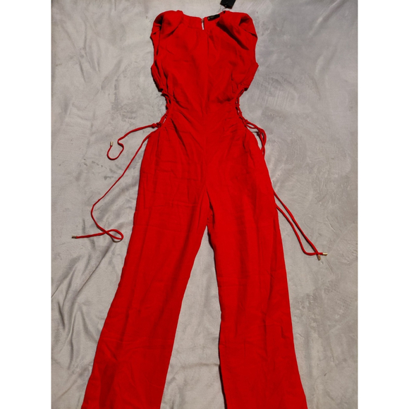 Vix Paula Hermanny Pants - VIX Paula Hermanny Carina Red Lace up Resortwear Beach Vacation Jumpsuit Size 0